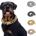 thumbnail image 5 of Collar de perro de oro de 18 quilates de lujo, collar cubano de acero inoxidable personalizado de 1/2 pulgada de ancho, 5 of 5