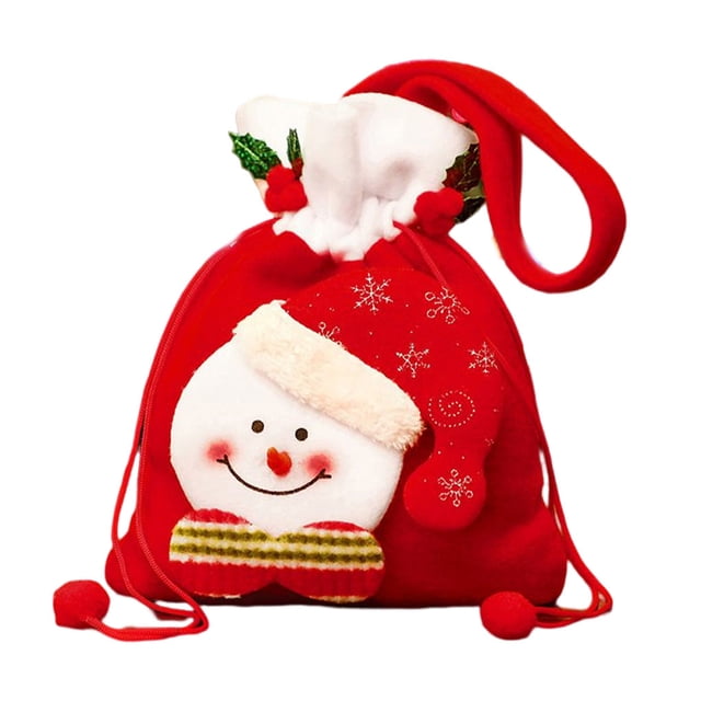 Injueey Bolsa de galletas de caramelo portátil de Navidad para sala de estar y dormitorio, bolsa colgante con cordón para chimenea, bolsas de regalo Kits de decoración para fiestas Injueey HA069557-00B