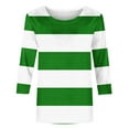 thumbnail image 5 of ZQGJB Cute Tops for Women Plus Size Casual Striped Color Block Print 3/4 Length Sleeve Crewneck Basic Workout Tees Shirt Lightweight Cozy Tunic Blouse Green XXXXL, 5 of 5