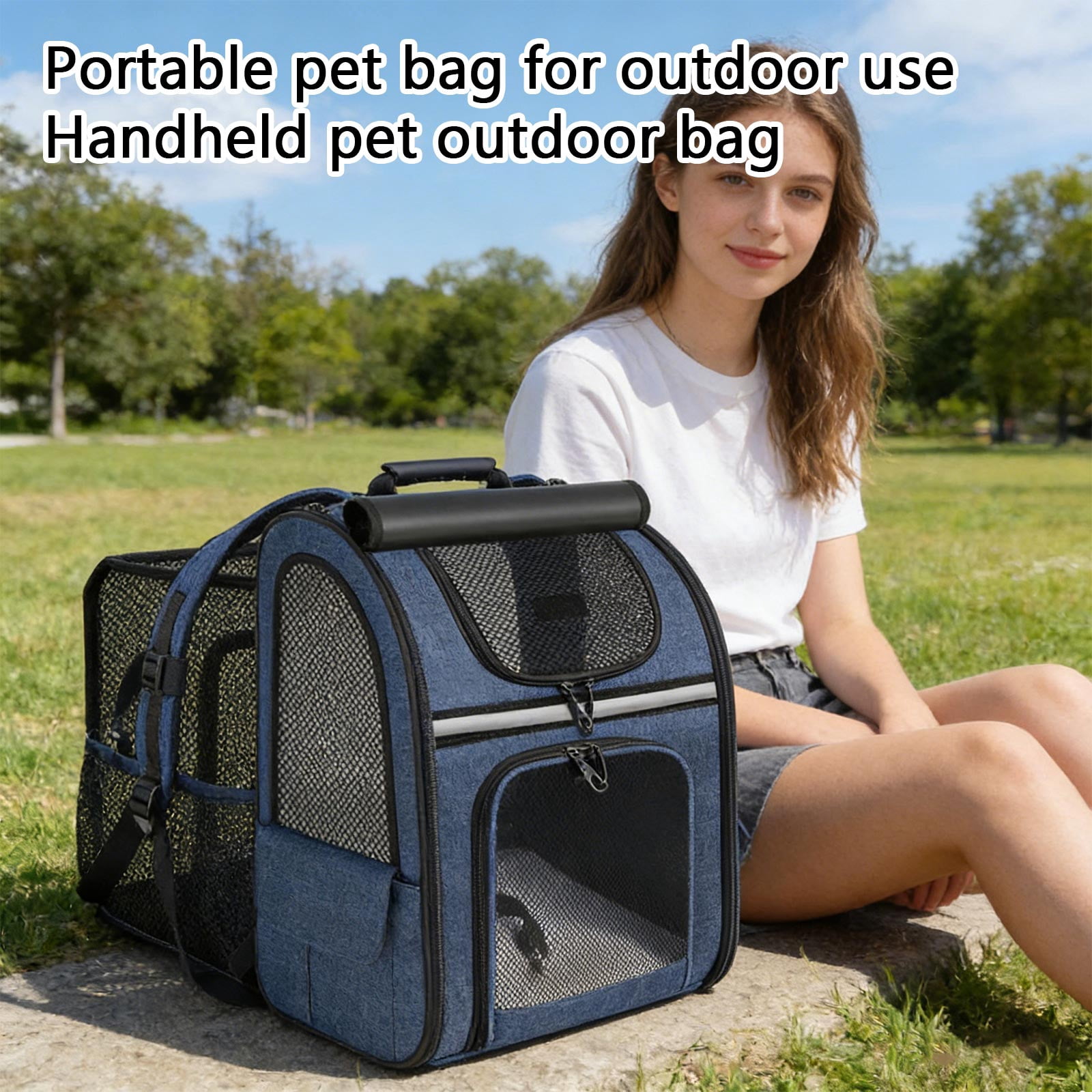 Lightweight Expandable Cat Backpack for Small Dogs, Portable Pet Carrier with Breathable Mesh, Foldable Travel Bag for Hiking Vet Visits,Black