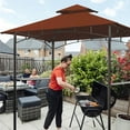 thumbnail image 5 of Eurmax 5FT x 8FT Double Tiered Replacement Canopy Grill BBQ Gazebo Roof Top Gazebo Canopy Roof(Rust Red), 5 of 5