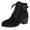 Black, variant on JHOKCI Suede Lace up Boots for Women, Fall Winter Chunky Heel Ankle Boots with Buckle Strap, Soft Textured Upper