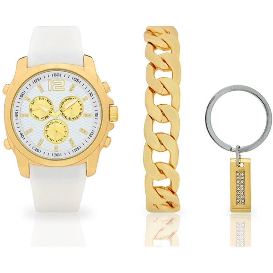 Men's Watch, Bracelet and Keychain Set