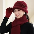 thumbnail image 2 of Winter Beanie Hat Scarf Gloves Set, 3Pcs/Set Women Hat Scarf Gloves Fashion Casual Solid Color Soft Cozy Knitted Autumn Winter Hand Neck Hand Warm Beanie Cap Scarf Mittens For Outdoor Daily Wear, 2 of 5