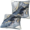 thumbnail image 3 of Modern Abstract Marble Blue and Gold Throw Pillow Covers 20x20 in Farmhouse Pillow Case Soft Outdoor Cushion Covers Set of 2 for Sofa Bed Bedroom Car Chair Living Room Home Decorative, 3 of 6