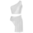 thumbnail image 3 of CHICTRY Women's Lyrical Dance Outfits Two Piece Sparkly Rhinestone Modern Contemporary Dancewear White M, 3 of 7