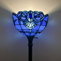 Enjoy Decor Lamps Torch 66-Inch 1-Light Traditional Baroque Style Blue Stained Glass Bowl Lamp