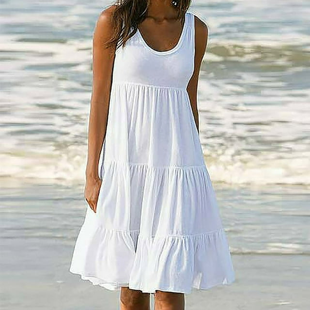 CHOK Robe Grande Taille pour Femmes Col en V Ample Été Manches Courtes Coton et Lin Robe Bleue
