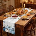thumbnail image 2 of Blue White Pumpkins Fall Table Runner - 120 Inch Long Thanksgiving Eucalyptus Gray Wood Cotton and Linen Blended Dress Scarves Farmhouse Table Runner for Kitchen Dining, Coffee Table, 13" x 120", 2 of 8