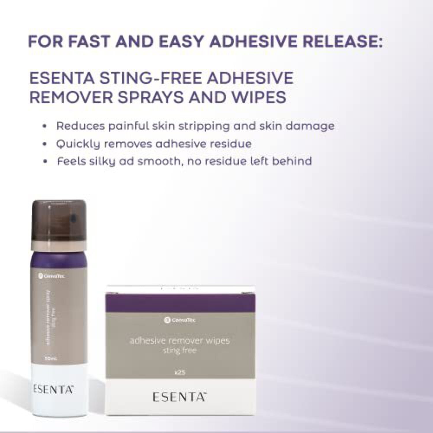 ESENTA Adhesive Remover Wipes for Around Stomas and Wounds, Sting