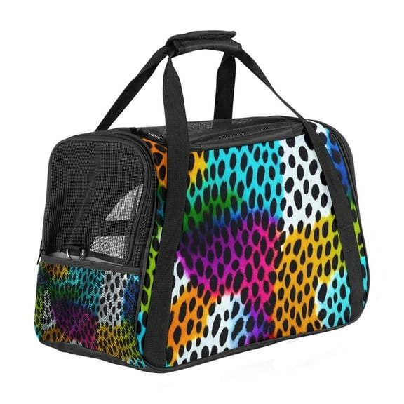 ERJLKXP Colorful Leopard Print Portable Dog Carrier Bag & Cozy Cat Carrying Case for Small Pets,Puppy Soft-Sided Pet Travel Bag