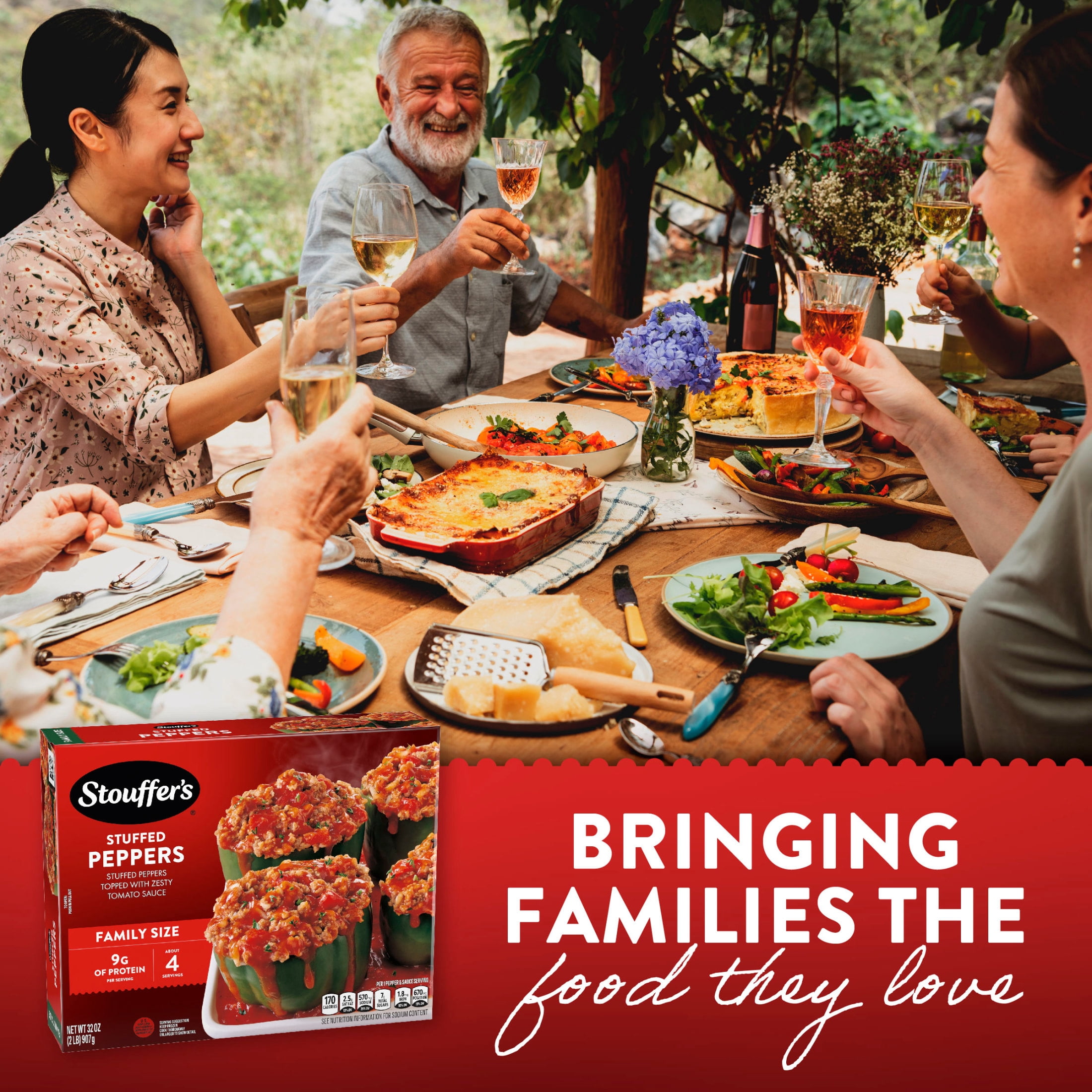 Stouffer’s Stuffed Peppers, Family Size, Frozen Stuffed Peppers, Easy Family Frozen Dinner 2 lb.