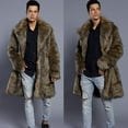 thumbnail image 3 of Mens Winter Long Jacket Fluffy Parka Overcoat Warm Cardigan Brown XL, 3 of 8