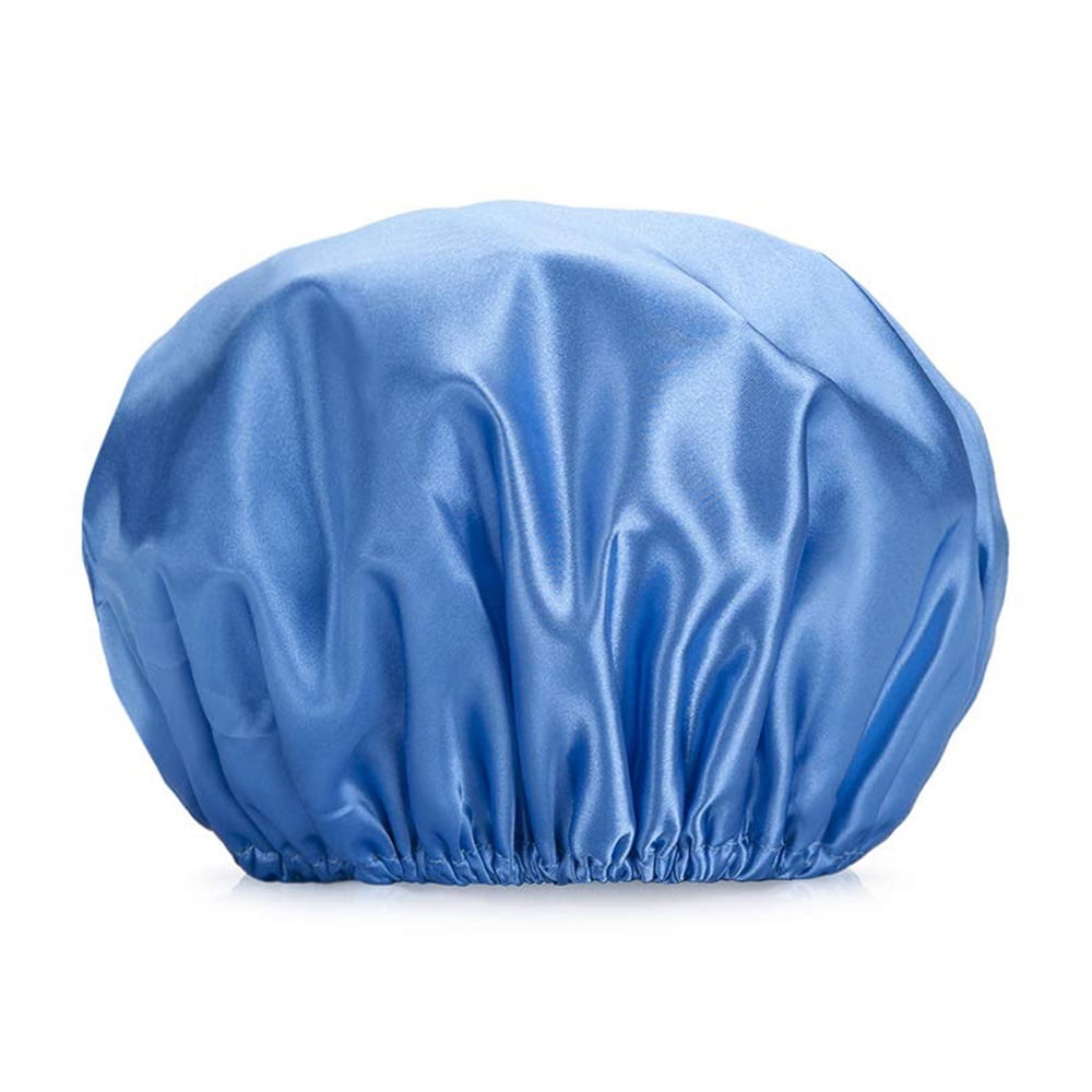 Waterproof Shower Cap Double Layer Solid Color Shower Cap for Women