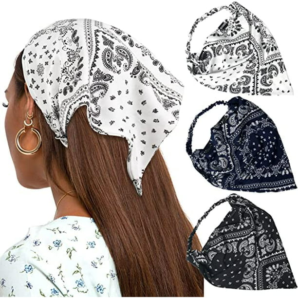 Ruoshui Woman Printed Turban Elastic Bandana Ladies Hijab Hair Accessories  Ornaments Headband Fashion Headwrap Headwearw Color White