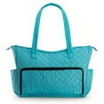 thumbnail image 2 of KIOTA Beauty Bag - Ideal for Bottles - Makeup Brush Storage Pocket and Outer Pockets - Quilted Finish Shoulder Bag Cosmetic Organizer - Aqua, 2 of 9