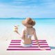 thumbnail image 4 of Toalla de playa de microfibra extra grande 70.87x23.62 In | Toalla de viaje ligera de secado rápido sin arena para adultos | Diseño de rayas de poliéster absorbente | Verde, Rojo, Amarillo, Azul,, 4 of 8