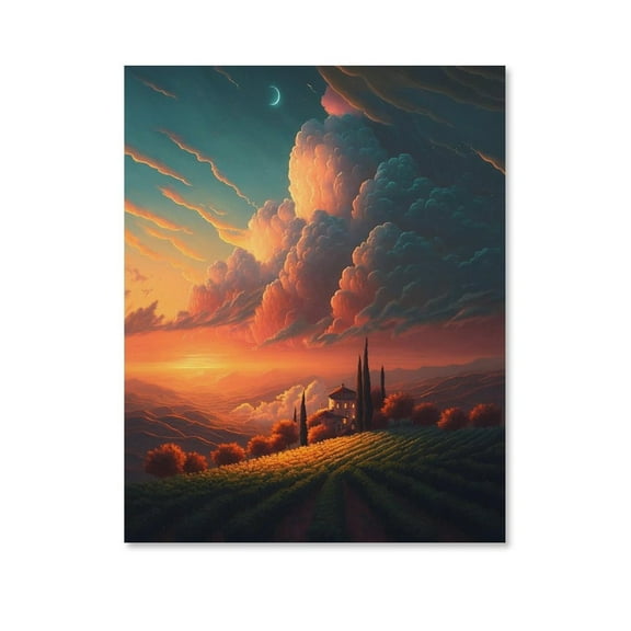 Sunset Farm Poster Canvas- Perfect for Wall Artrations, Dining Room Decor, Bedroom Art, Wall Decor Living Room, Wall Art, Frameless 8x10inch