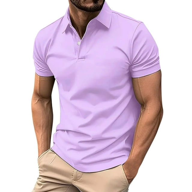Camisas de Manga Corta Casual de Color Sólido Cuello Girado Abajo, Blusa de Poliéster Transpirable para el Hogar, Diario Y Cuatro Estaciones