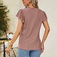 thumbnail image 4 of Camiseta con cuello en V y mangas con volantes, camiseta de manga corta con volantes para mujer, camiseta de manga corta con volantes para mujer, camiseta multifuncional con mangas cortas con volantes, 4 of 6