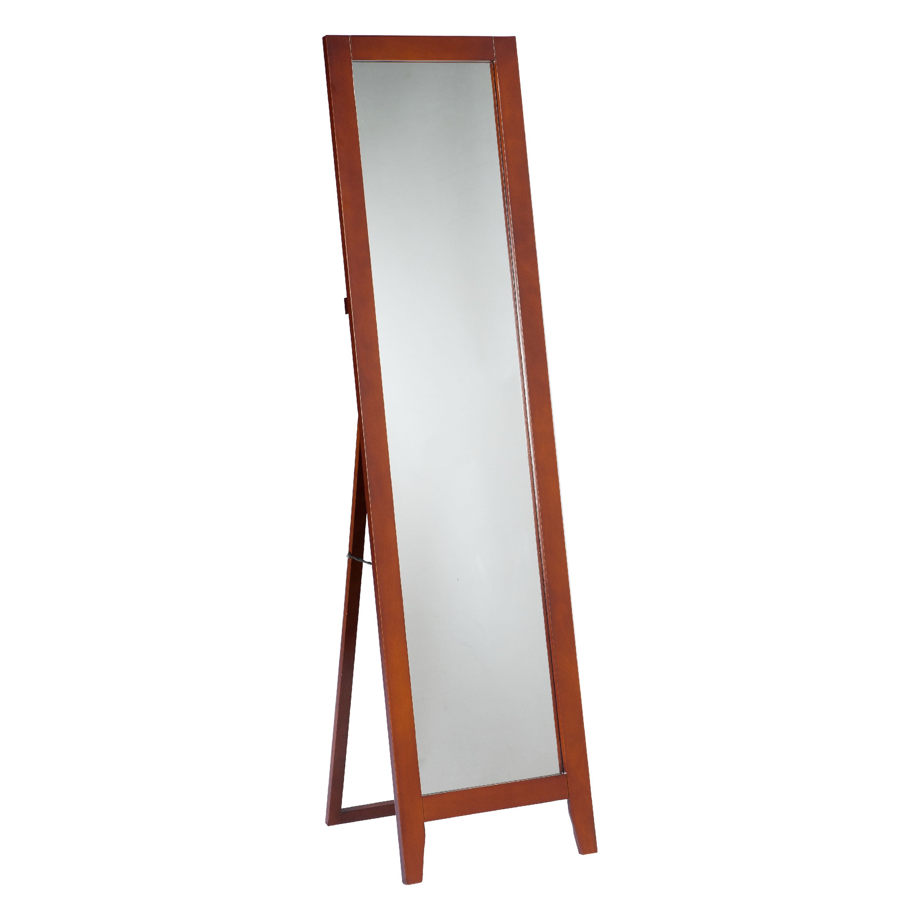 Paloma Free Standing Full Length Floor Mirror, Brown Wood Frame, 15"W x