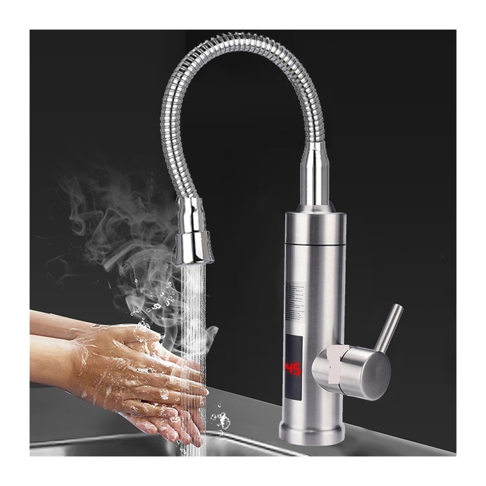 Electric Water Heater Temperature,Display Universal Hose Tankless,Kitchen Faucet Instant Cold Water Heating ,Easy to Install