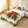 thumbnail image 2 of Erosebridal Lovely Cardinal Animals Twin Comforter Sets,Vintage Floral Plant Bedding Set,Cream Red,Christmas Reversible,2-Piece,1 Comforter and 1 Pillowcase, 2 of 7