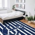 thumbnail image 6 of Area Rugs Indoor Non-Slip Rectangle Rug 4x6 Ft Navy Anchor Nautical Vintage Blue White Stripes Rug Rubber Backing Floor Mats Non Shedding Home Decor Carpet for Entryway Living Room, 6 of 8