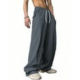 thumbnail image 4 of Dresfit Baggy Sweatpants Mens Open Leg Wide Leg Joggers Open Bottom Elastic Waist Drawstring Y2k Sweat Pants Fleece Straight Leg Streetwear with Pockets Dark Gray XL, 4 of 5