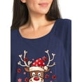thumbnail image 4 of DYMADE Women Christmas Print Nursing Round Neck Loose Long Sleeve Breastfeeding Top, 4 of 4