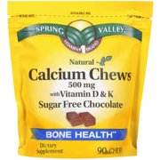 Spring Valley Calcium Chews Sugar Free Chocolate, 500 Mg Dietary Supplement, 90 Ct