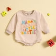 thumbnail image 2 of FAOWME Baby Toddler Boys Girls Long Sleeve Letter Prints Rompers Jumpsuit Onesies Kids Clothes Beige 12-18 Months, 2 of 7