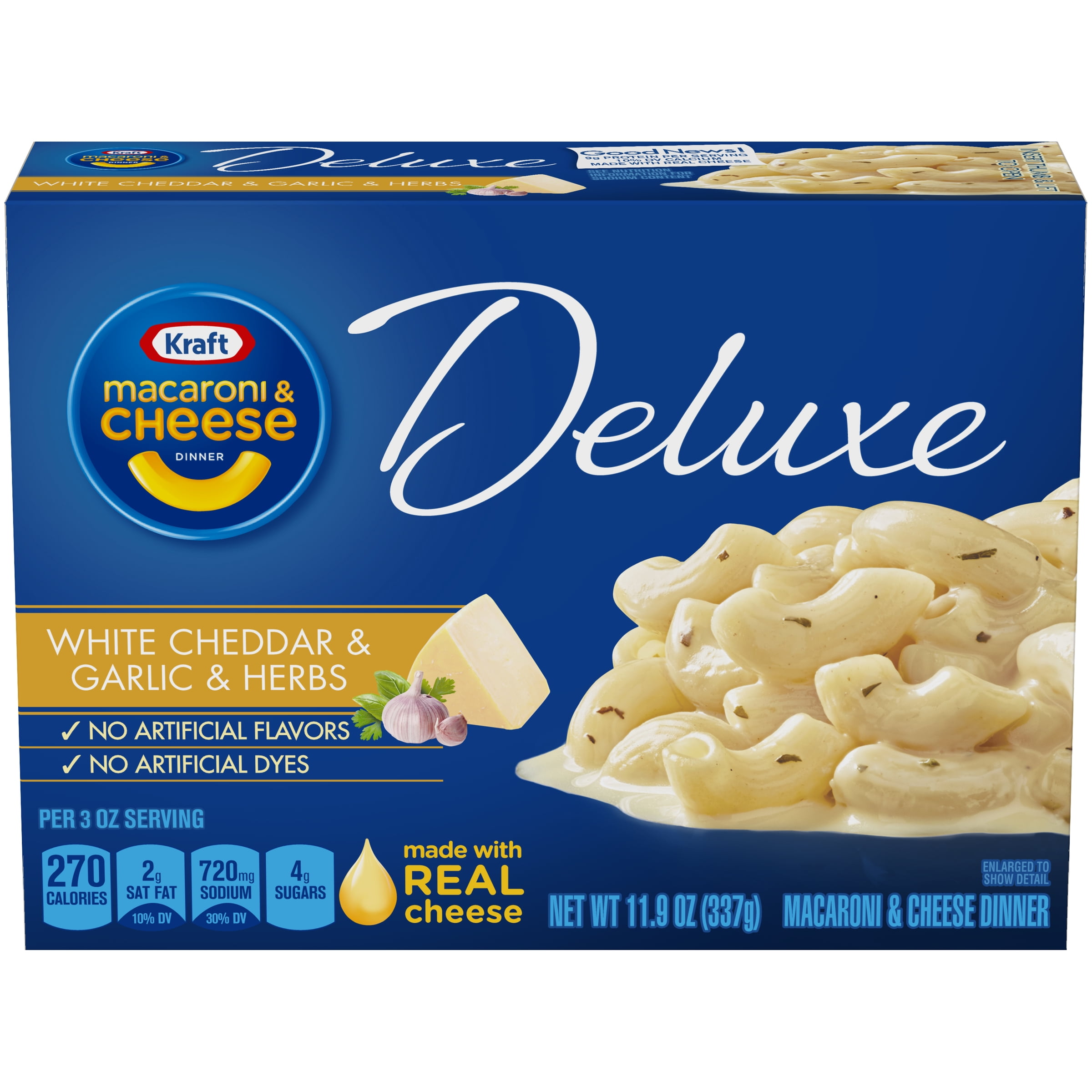 Kraft Deluxe White Cheddar Garlic Herb Macaroni Cheese Dinner Kraft Deluxe White Cheddar Garlic Herb Macaroni Cheese Dinner 11 9 Oz Box