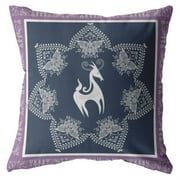 Amrita Sen Horse and Butterflies 18" Suede Zippered Pillow in White/Blue