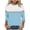 Light Blue#1, variant on Drovellove Women's Casual Loose Fit Printed V Neck T-Shirt 3/4 Sleeve Tops - Soft Blouse for Home or Office