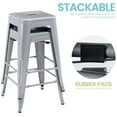 thumbnail image 4 of 24 Inch Metal Bar Stools Set of 2, Stackable Backless Industrial Stools for Indoor Outdoor Kitchen Dining Patio Garden Classroom (Silver), 4 of 10
