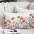 thumbnail image 2 of Orange Spring Floral Small Pillow Covers, Watercolor Summer Botanical Soft Breathable Throw Pillow Cases with Invisible Zipper, Decorative Pillowcase Pillows Protectors for Sofa Bed Chair 12"x20", 2 of 9