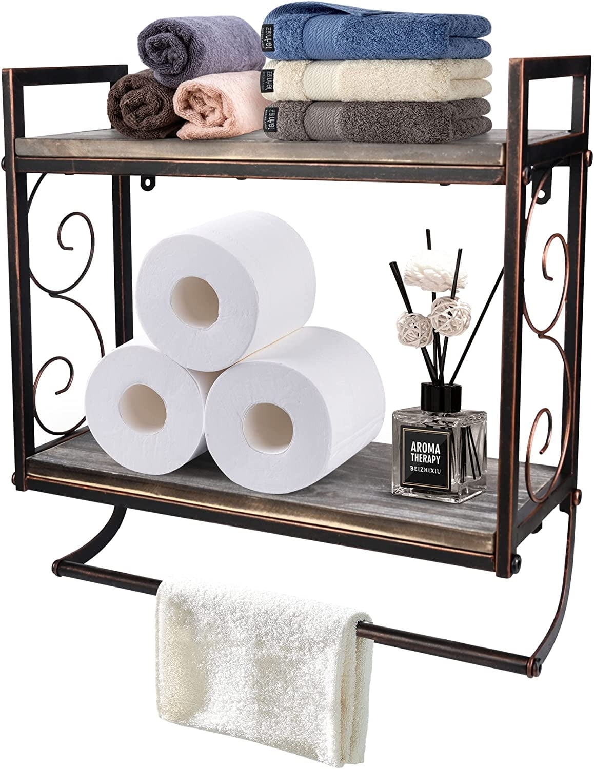 LOKO 2-Tier Bathroom Towel Rack with Shelf, Industrial Over The Toilet  Shelf with Towel Bar, Wall Mounted Hanging Shelf with Towel Holder, Rustic Storage  Organizer Shelves for Living Room, Kitchen - Yahoo