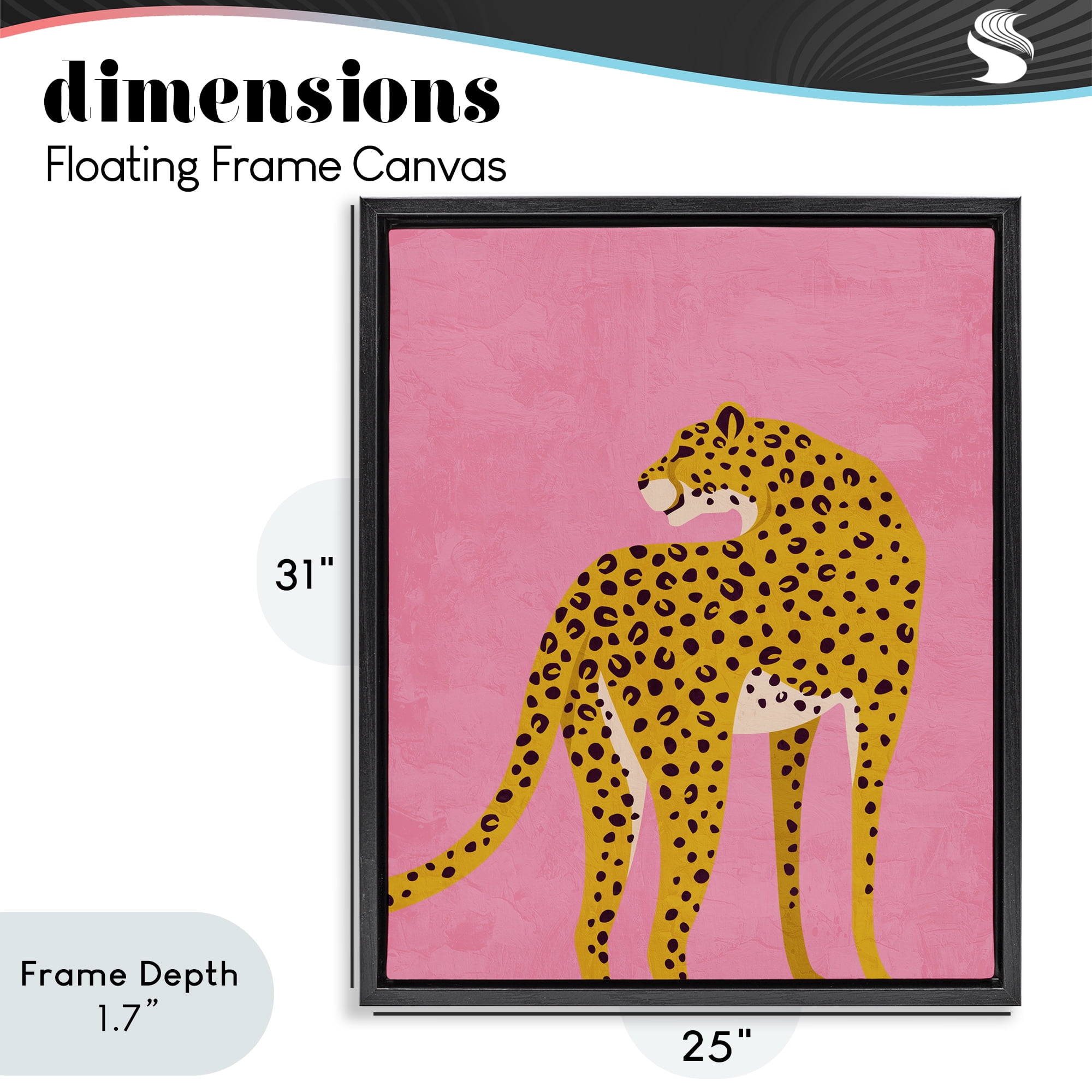 Stupell Industries Leopard on Pink Serenade Black Framed Floater Canvas Wall Art, design by Kim Allen