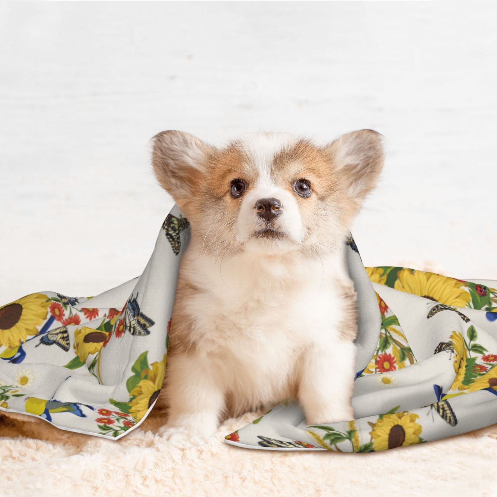 Naloa Bird Sunflowers Dog Blanket, 3 Sizes Cat Blanket for Indoor Cats Large Medium Small Dog Gifts-Medium