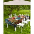 thumbnail image 4 of Fsddascl Peacock Feathers Eye Outdoor Tablecloth - 60x102 Inch Rectangle Dining Table Cover, Abstract Vintage Boho Oil Painting Waterproof Outdoor Table Cloth with Umbrella Hole & Zipper for Patio, 4 of 7