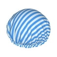 thumbnail image 1 of YFYANG Women's Double Waterproof Shower Cap, Classic Blue Stripes Reusable Hair Cap for All Hair Styles and Head Sizes, 1 of 9