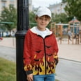 thumbnail image 3 of FKELYI Fire Bat Red Spider Web Print Zip-Up Hoodies with Pockets Fall Winter Jackets Boys Girls Hooded Sweatshirt Fleece Lining Athletic Top Hoodie for School Home, M, 3 of 6