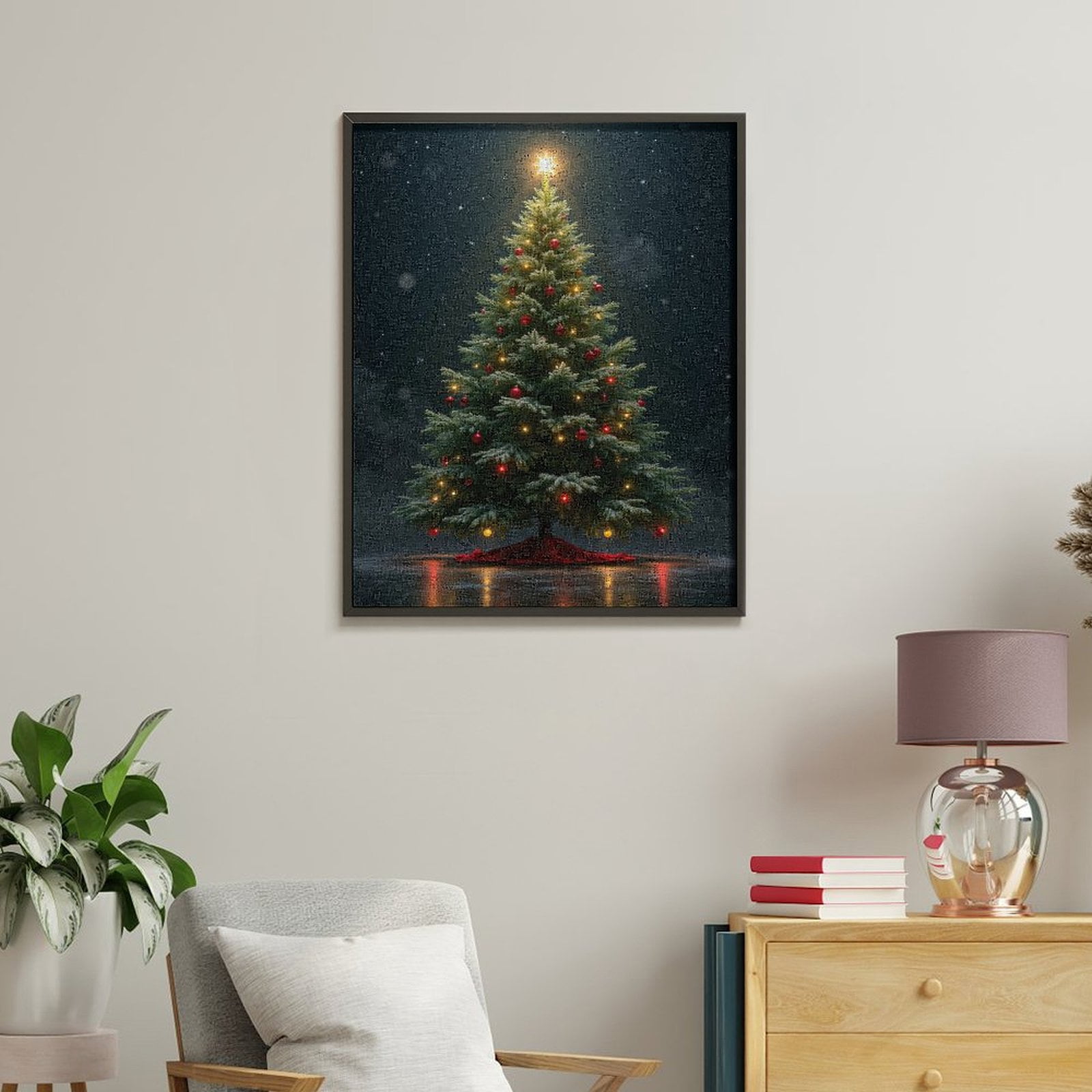 Paint by Numbers Kit for Adults, Christmas Tree Night Scene Paint by Numbers, Easy Paint by Numbers Kit for Adults Beginner, DIY Adult Paint by Number Kits on Canvas, Home Decor