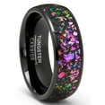 thumbnail image 1 of Bague en Tungstène pour Homme Opale Concassée Multicolore Ormeau Dôme Alliance Simulée Noire 8 mm, 1 of 3