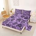 thumbnail image 2 of jejeloiu Mystic Paisley Queen Sheets For Men Women,Bold Print Queen Sheet Sets,Purple Black,4-Piece,1 Flat Sheet, 1 Fitted Sheet and 2 Pillowcases, 2 of 6