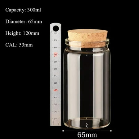 

U8MO 20ml~1000ml Cork Stopper Glass Vial Jars Container Bottle Food Storage-14# 65*120mm 300ml