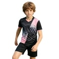 thumbnail image 4 of LIIPEE Summer Outfits For Boys Athleisure Fashion Graphic Short Sleeve Tees Solid Color Shorts 2 Piece Set Kids Quick Drying Breathable Sports Outfit Sets,5-6 Years, 4 of 6