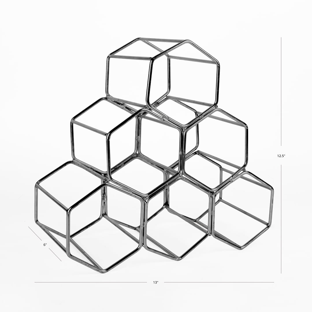 Koyal Wholesale Modern Metal Brass Geometric Wine Rack 12 5 Inch