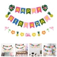 thumbnail image 2 of 2 juegos de pancartas hawaianas para cumpleaños, decoración para fiestas de cumpleaños, pancartas colgantes, 2 of 7